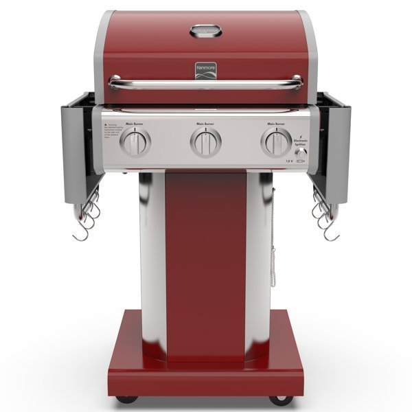 Kenmore 3-Burner Propane Gas Grill with Foldable Side Tables