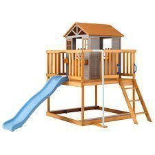 KizzParnrr Elevated kids playhouse made of fir wood with wave slide - Image 2