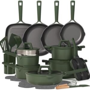CAROTE 31PCS Pots and Pans Set, Nonstick Cookware Set Kitchen Non Stick Induction Titanium Cookware Non-toxic Granite Cooking set, PFOA Free