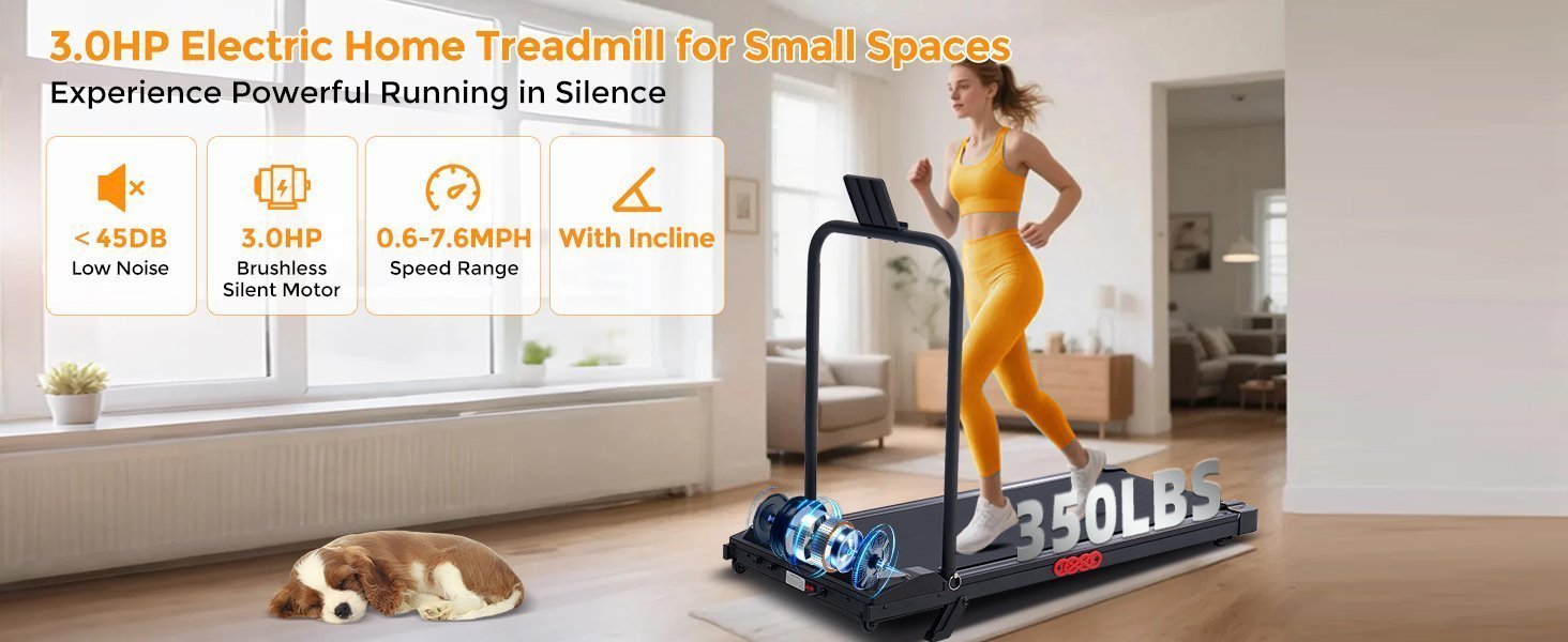 KASSADIN Walking Pad with Handle Bar, 2026 Upgrade Portable Small Treadmill with Handles for Home Small, 3.0HP Under Desk Walking Pad Treadmill with Incline, 0.6-7.6MPH, 350LBS - Image 4