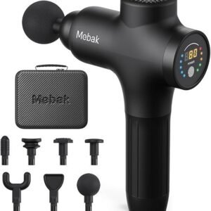 Mebak 3 Massage Gun, Massage Gun Deep Tissue for Athletes, Professional Muscle Percussion Massager, Massager for Shoulder Leg Back Body Pain Relief, Quiet Portable Sport Tool, Gifts for Him