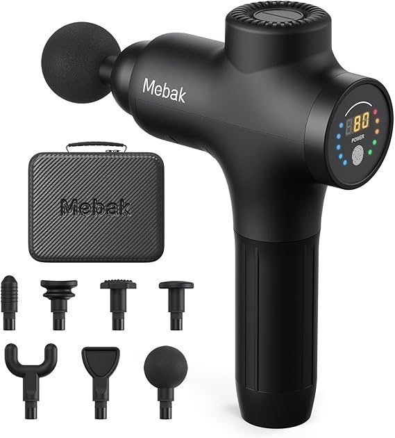 Mebak 3 Massage Gun, Massage Gun Deep Tissue for Athletes, Professional Muscle Percussion Massager, Massager for Shoulder Leg Back Body Pain Relief, Quiet Portable Sport Tool, Gifts for Him