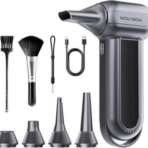 WOLFBOX MF100 Electric Air Duster-150000RPM Super Power Cordless Air Duster, Rechargeable Brushless Motor Durable Blower, 3-Gear Adjustable Dust Blower for Computer, Keyboard, Outdoor, House and Car