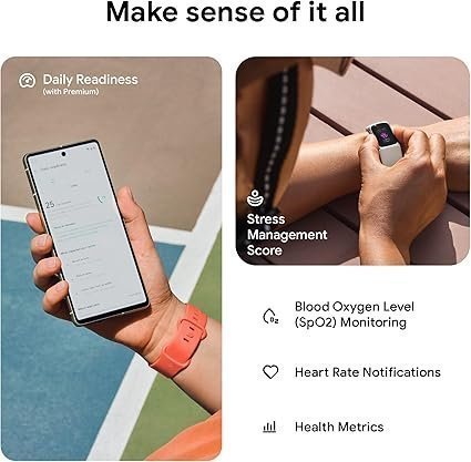 Fitbit Charge 6 Fitness Tracker with Google apps, Heart Rate on Exercise Equipment, 6-Months Premium Membership Included, GPS, Health Tools and More, Obsidian/Black, One Size (S & L Bands Included) - Image 2