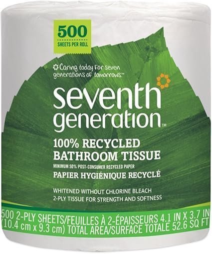 Seventh Generation White Toilet Paper 2-ply 100% Recycled Paper, 500 sheets, Pack of 60 - Image 2