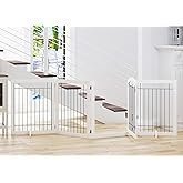 PAWLAND Extra Wide Dog gate for The House, Doorway, Stairs, Dog Fences Indoor, Freestanding Foldable Wooden Pet Gates for Dogs, Set of Support Feet Included, 96 in Wide 30 in Tall, 4 Panels White - Image 4