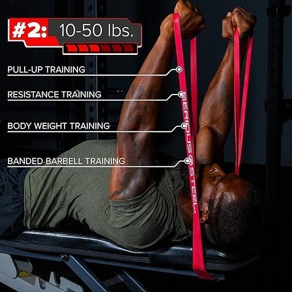 Serious Steel 41″ Assisted Pull-up Band, Heavy Duty Resistance Band Sets, Stretching, Powerlifting, Resistance Training and Pull Up Assistance Bands - Image 3