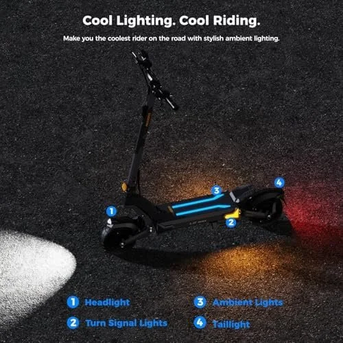 Ausom 2000W Dual Motor Folding Electric Scooter for Adults, Off Road Dual Motor E-Scooter with E-ABS and Duals Disc Brakes, 40Mph Top Speed, 56 Miles Max Ranges